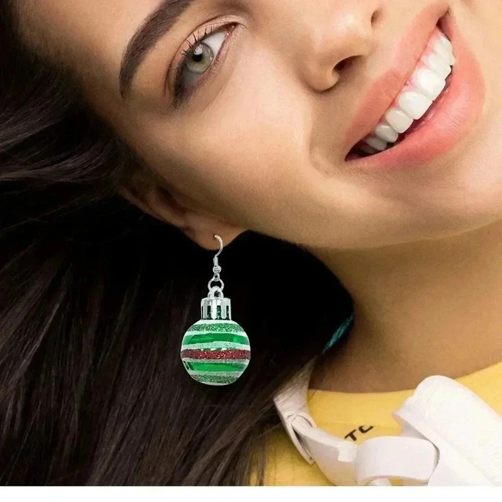 Christmas Green Ball Earrings for Girls Women.